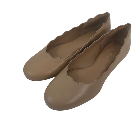 Copper Key Womens Beige Scalloped Leather Ballet Flats Size 8 Comfort Slip On - Picture 11 of 16